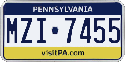 PA license plate MZI7455