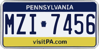 PA license plate MZI7456