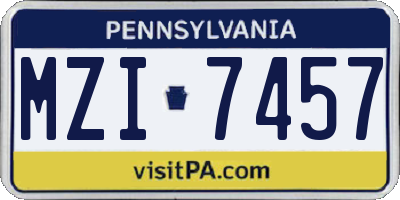 PA license plate MZI7457