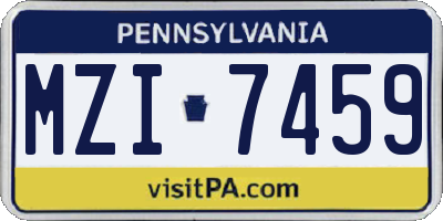 PA license plate MZI7459
