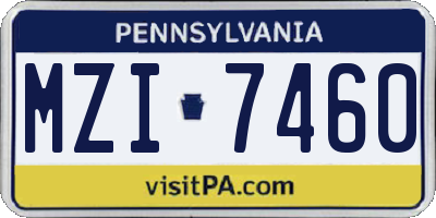 PA license plate MZI7460