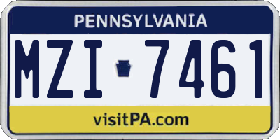 PA license plate MZI7461