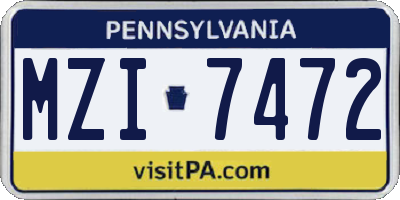 PA license plate MZI7472