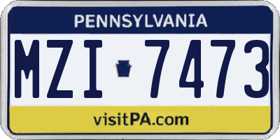 PA license plate MZI7473