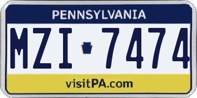 PA license plate MZI7474