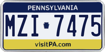 PA license plate MZI7475