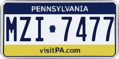 PA license plate MZI7477