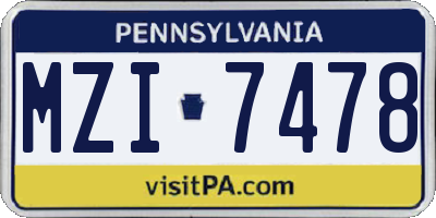 PA license plate MZI7478