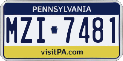 PA license plate MZI7481