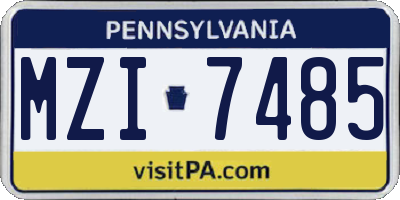 PA license plate MZI7485