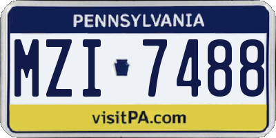 PA license plate MZI7488