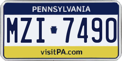 PA license plate MZI7490