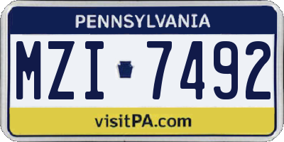 PA license plate MZI7492