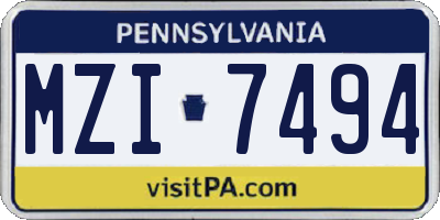 PA license plate MZI7494