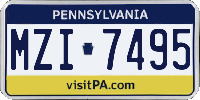 PA license plate MZI7495