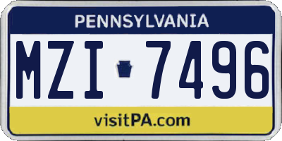 PA license plate MZI7496