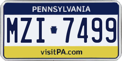 PA license plate MZI7499