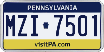 PA license plate MZI7501