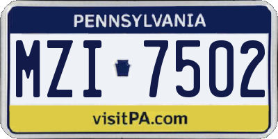 PA license plate MZI7502