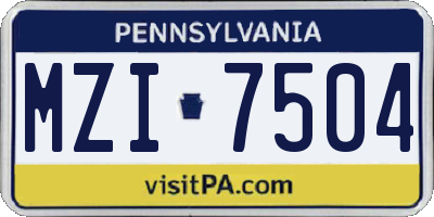 PA license plate MZI7504