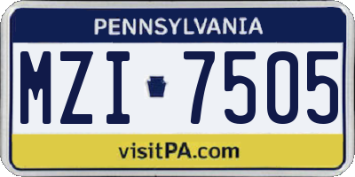 PA license plate MZI7505