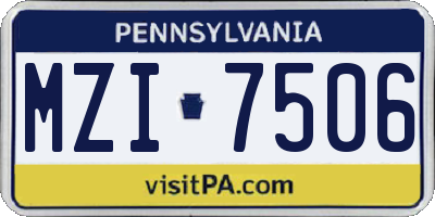 PA license plate MZI7506