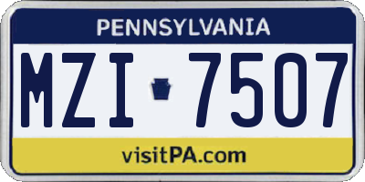 PA license plate MZI7507