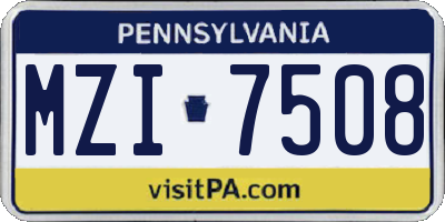 PA license plate MZI7508
