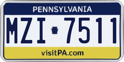 PA license plate MZI7511