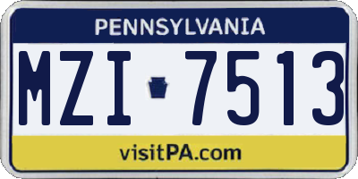 PA license plate MZI7513