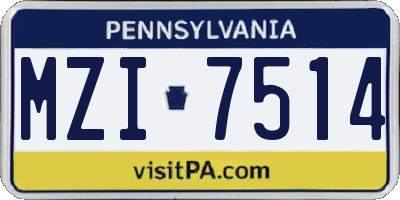 PA license plate MZI7514