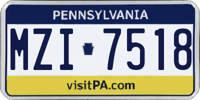 PA license plate MZI7518