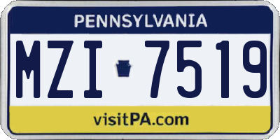 PA license plate MZI7519