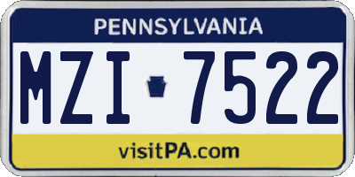 PA license plate MZI7522