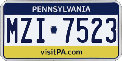 PA license plate MZI7523