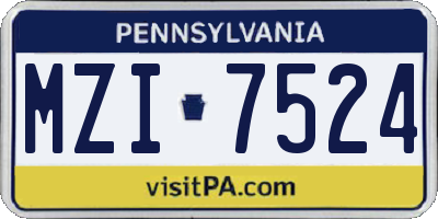 PA license plate MZI7524