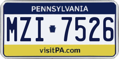 PA license plate MZI7526
