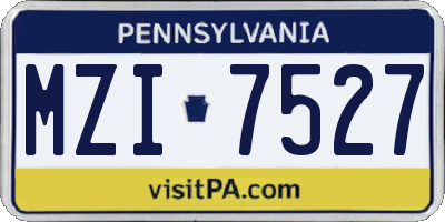 PA license plate MZI7527