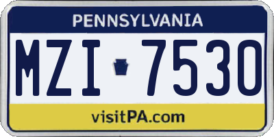 PA license plate MZI7530