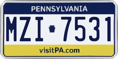 PA license plate MZI7531