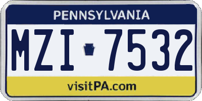 PA license plate MZI7532