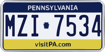 PA license plate MZI7534