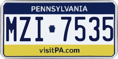 PA license plate MZI7535