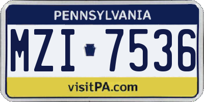 PA license plate MZI7536