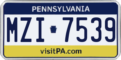PA license plate MZI7539