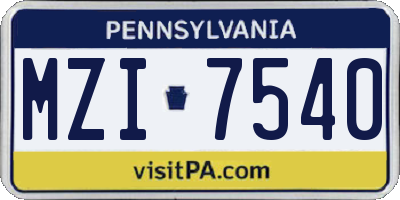 PA license plate MZI7540