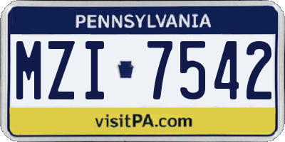 PA license plate MZI7542