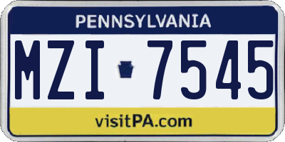 PA license plate MZI7545