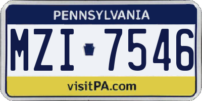 PA license plate MZI7546