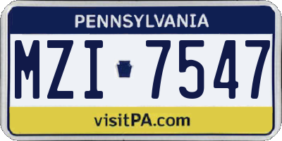 PA license plate MZI7547